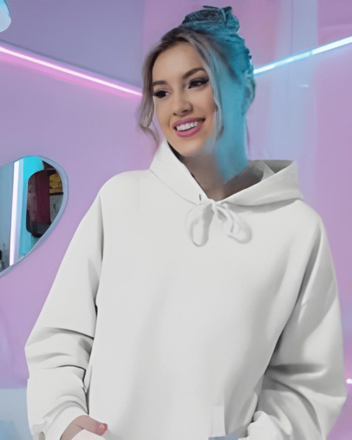 Plain White Hoodie – Unisex Minimal Streetwear by Echores - Image 2