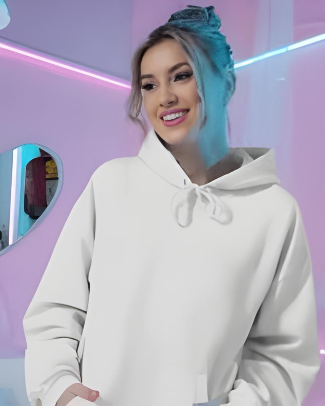 1 Plain White Hoodie – Unisex Minimal Streetwear by Echores - Image 2