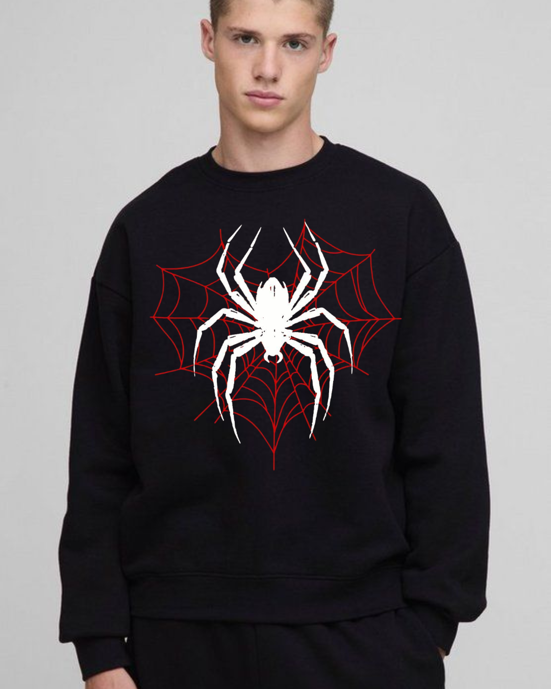 10 “Oversized spider printed black sweatshirt unisex streetwear by Echores”
