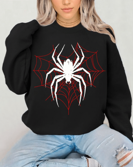 “Oversized spider printed black sweatshirt unisex streetwear by Echores”