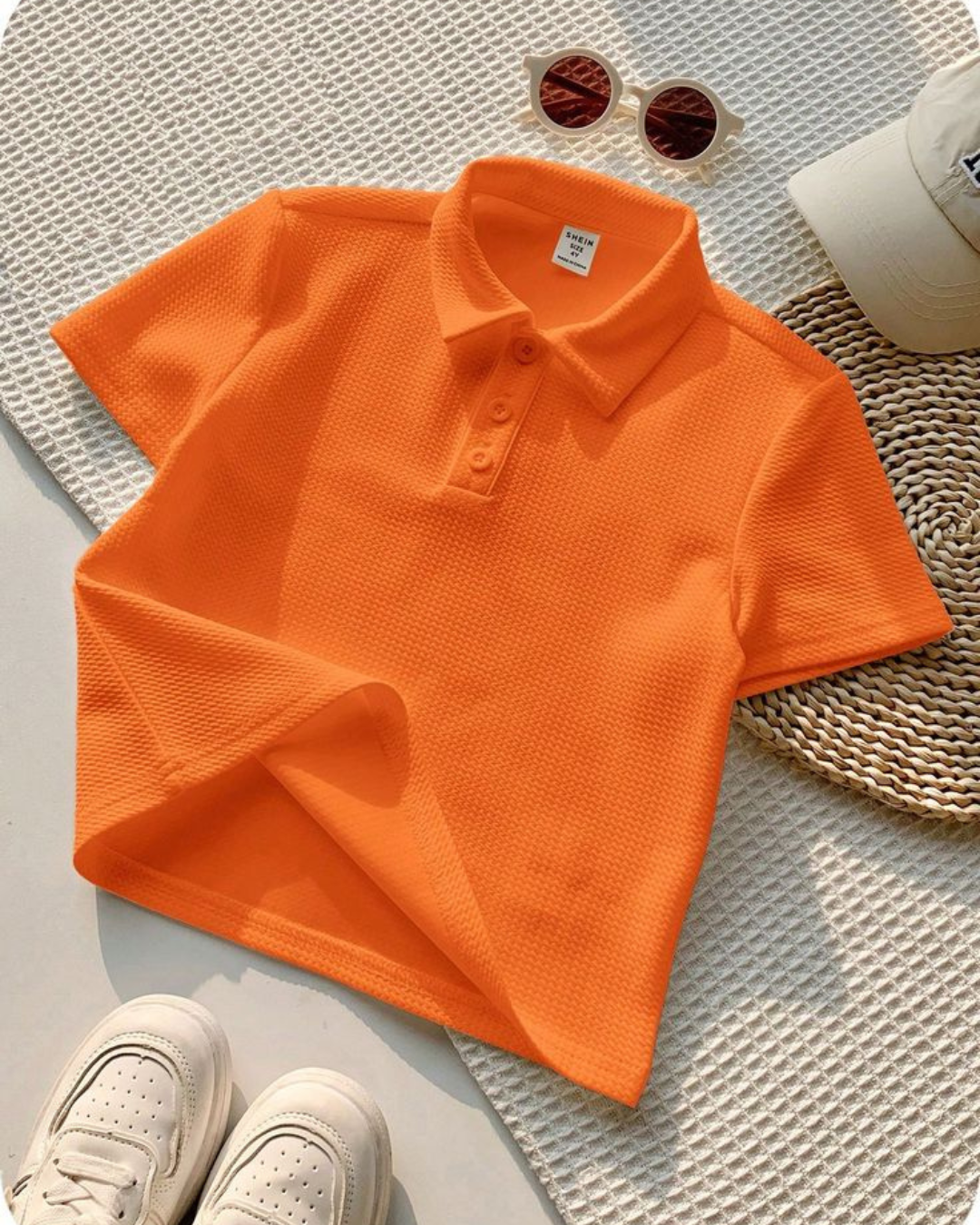 13 “Plain orange polo t-shirt unisex minimal streetwear by Echores”