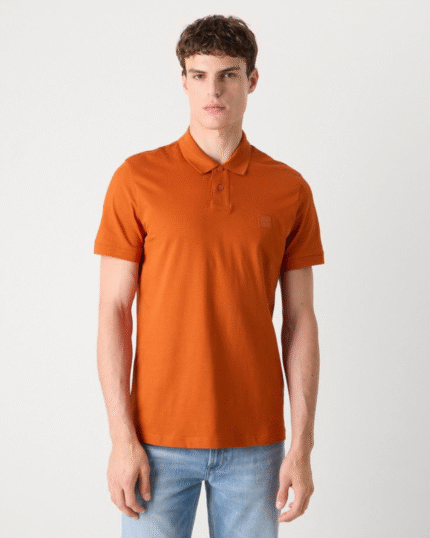 “Plain orange polo t-shirt unisex minimal streetwear by Echores”