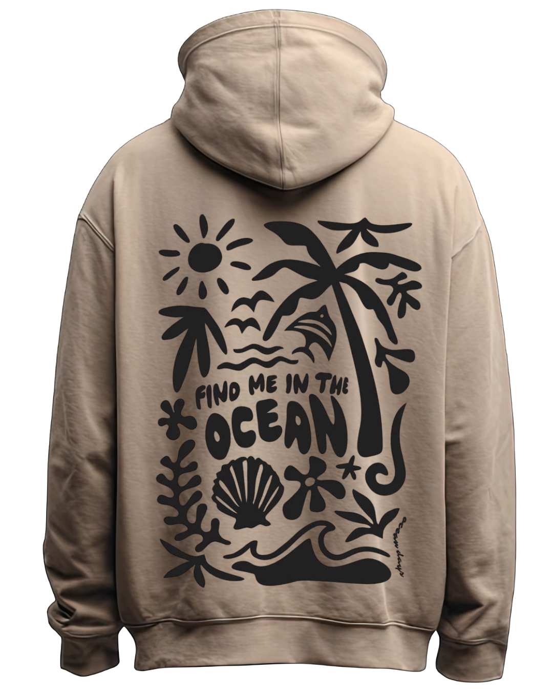 16 Quotes Printed Oversized Beige Hoodie – Ocean Inspired Streetwear Hoodie by Echores