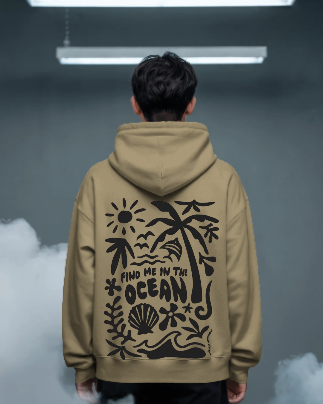 17 Quotes Printed Oversized Beige Hoodie – Ocean Inspired Streetwear Hoodie by Echores