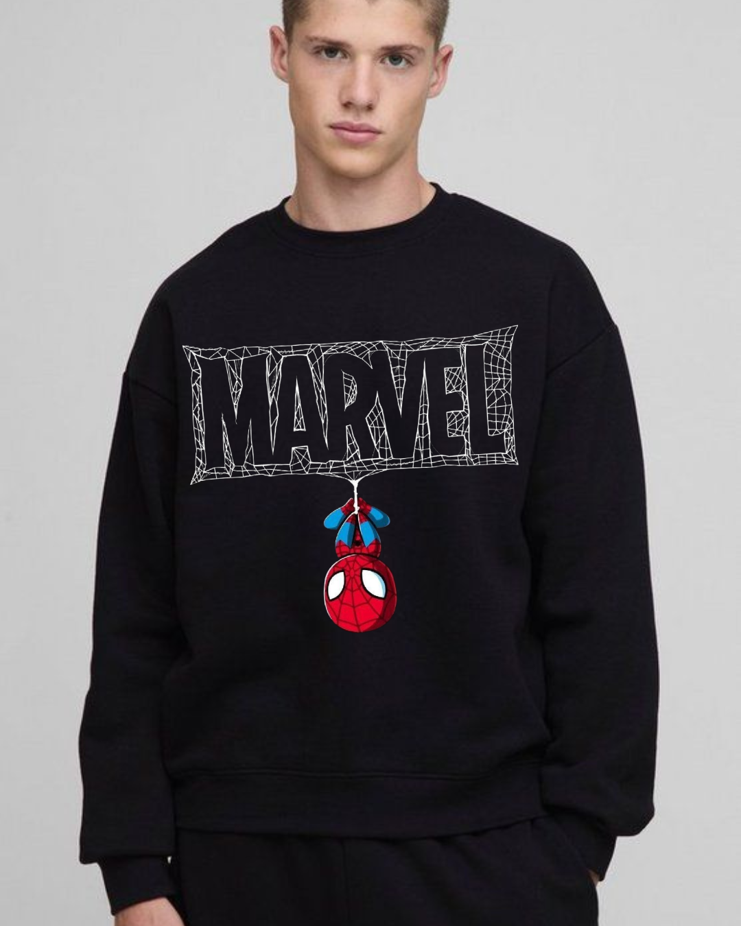 17 “Premium oversized Marvel Spidey printed black sweatshirt unisex streetwear by Echores”