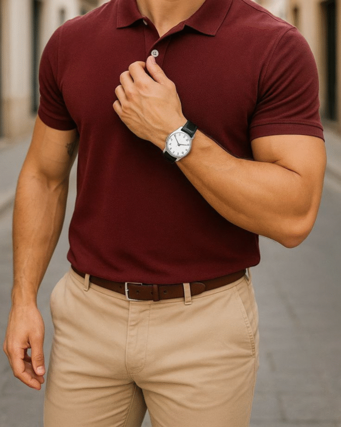 “Plain maroon polo t-shirt unisex premium streetwear by Echores”
