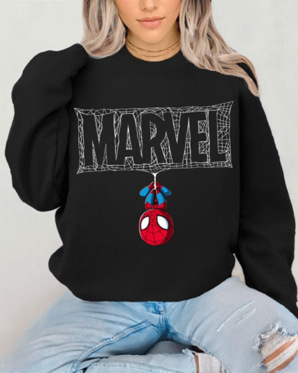 “Premium oversized Marvel Spidey printed black sweatshirt unisex streetwear by Echores”