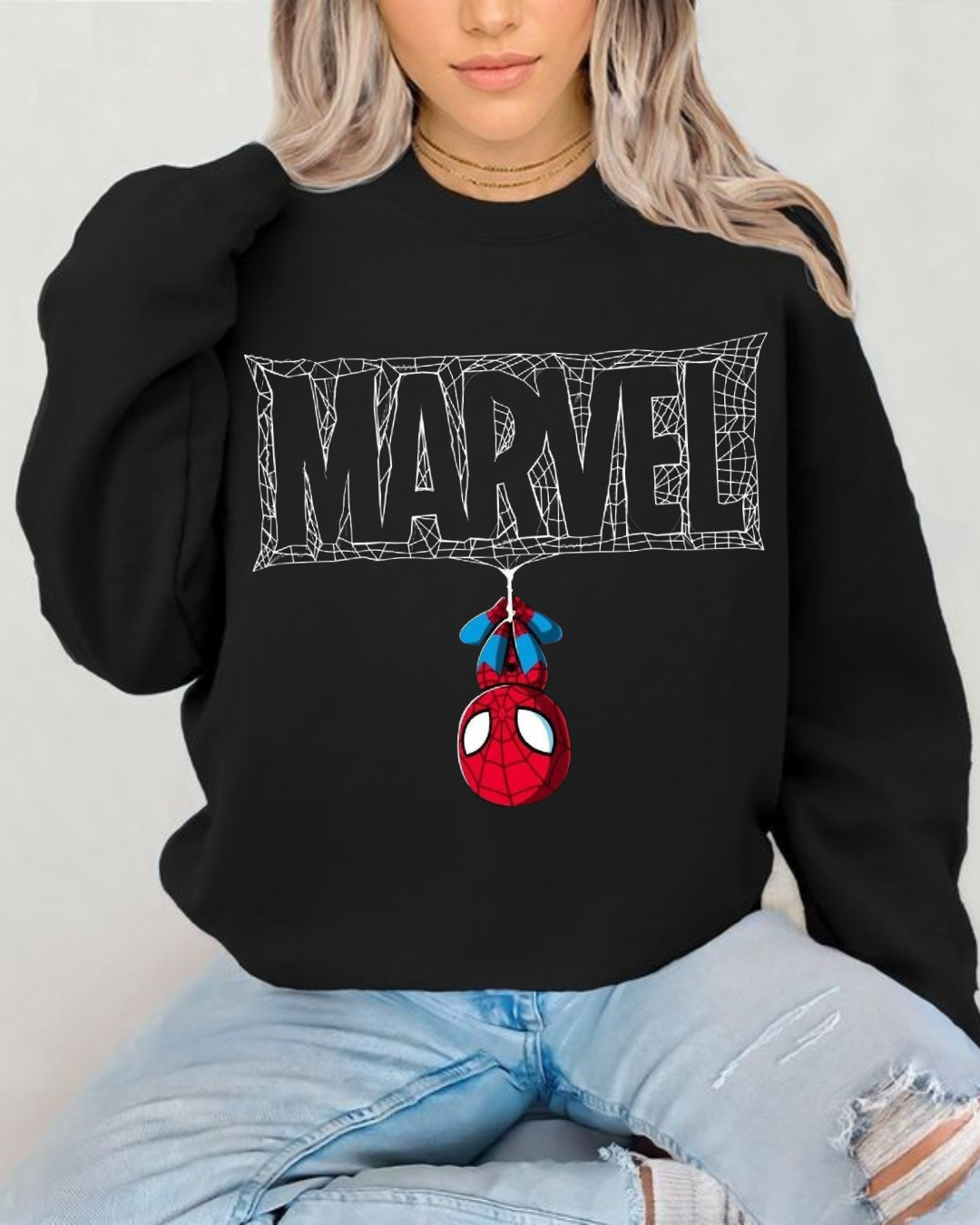 18 “Premium oversized Marvel Spidey printed black sweatshirt unisex streetwear by Echores”
