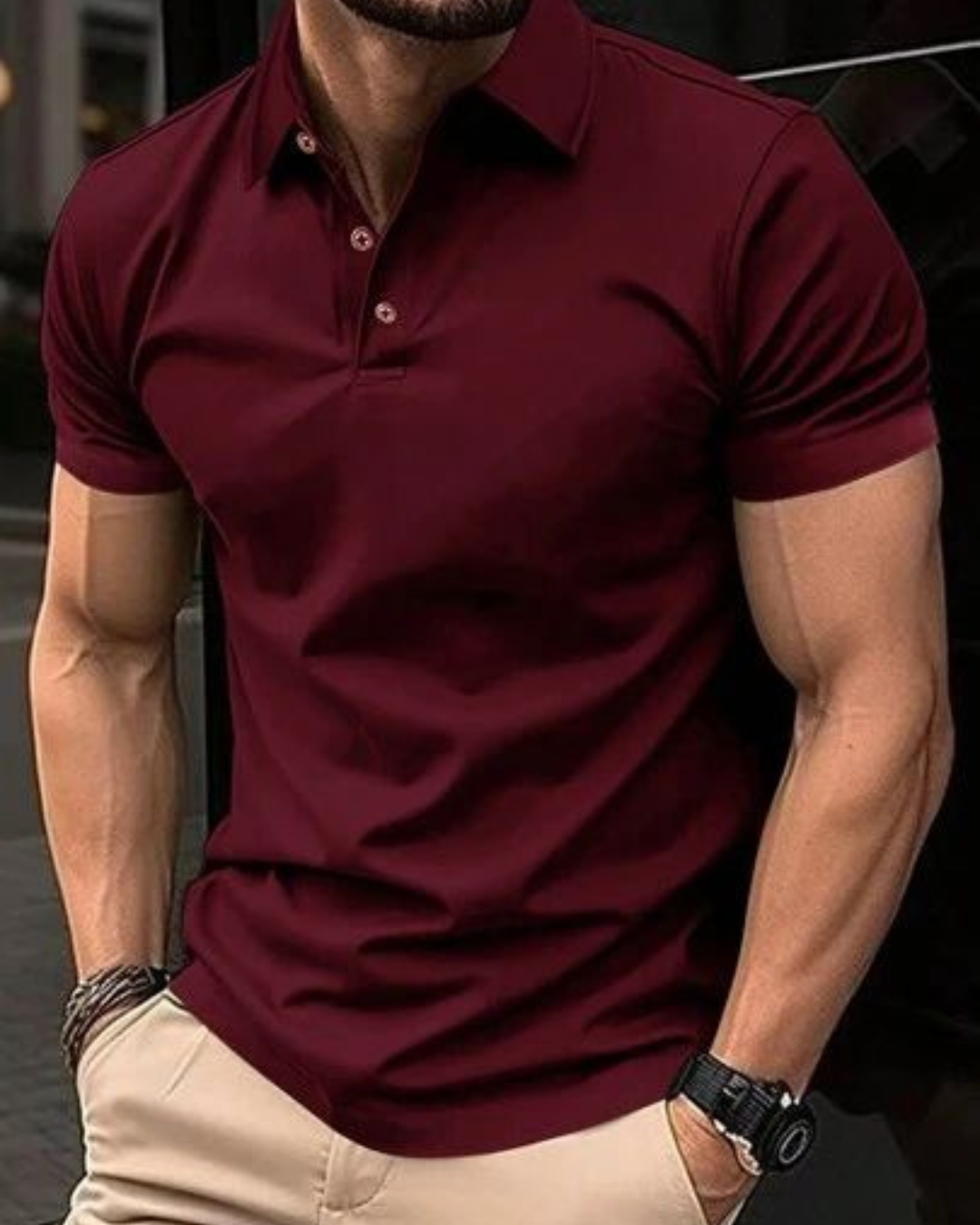 19 “Plain maroon polo t-shirt unisex premium streetwear by Echores”