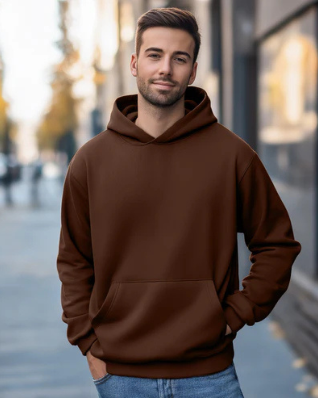 19 Brown Hoodie with Pocket – Unisex Streetwear Essential by Echores - Image 1
