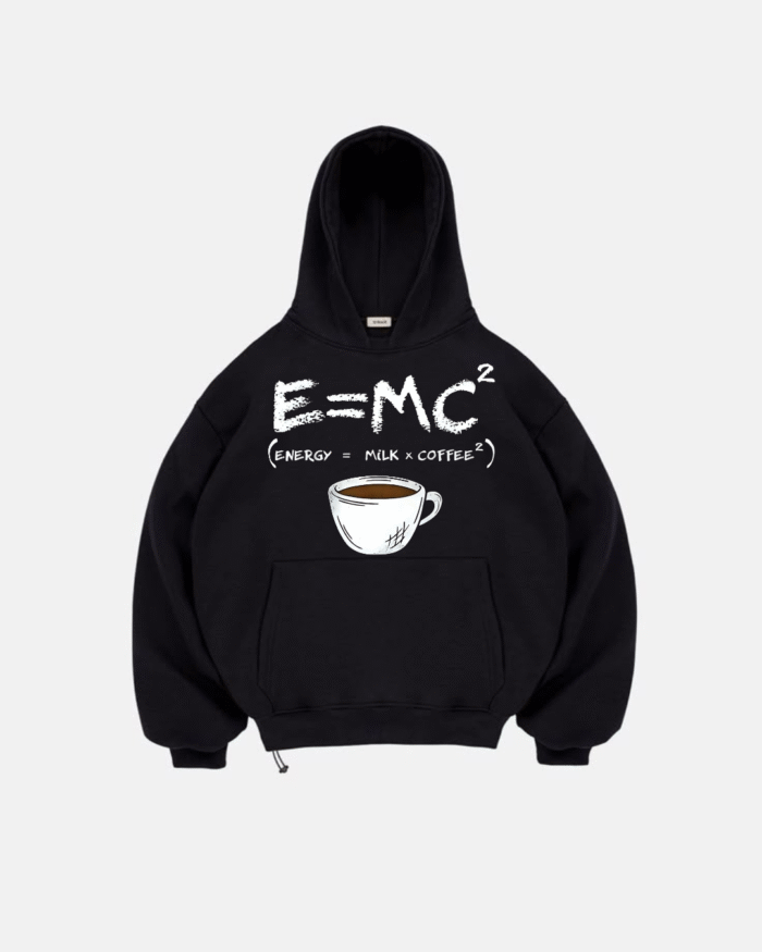 “Coffee printed black hoodie unisex streetwear by Echores”