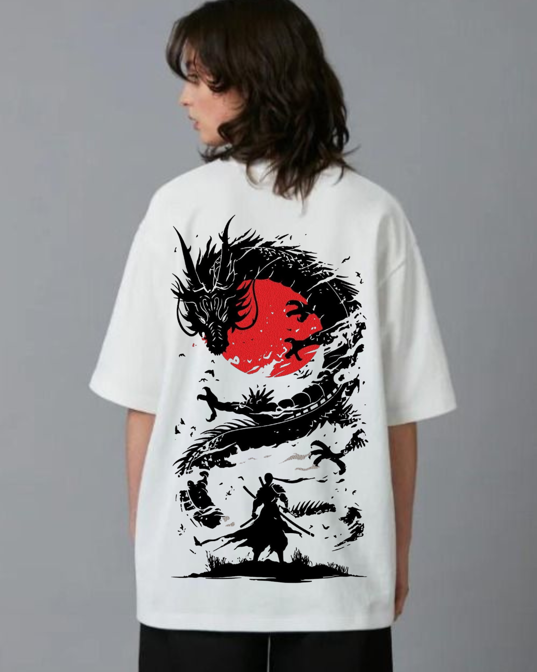 2 printed t-shirts Samurai Dragon printed t-shirt oversized printed t-shirt Echores printed t-shirts streetwear printed t-shirts