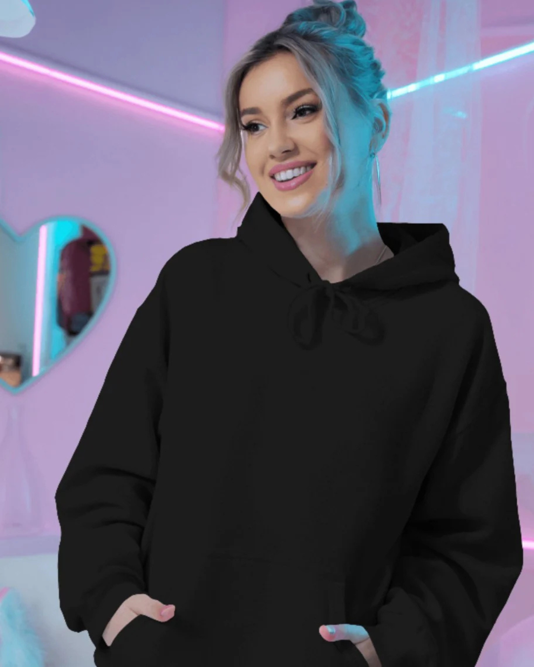 20 Classic Black Oversized Hoodie – Unisex Streetwear by Echores - Image 1