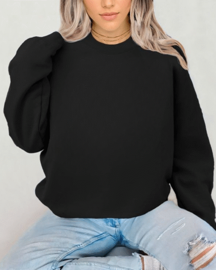 “Plain black sweatshirt unisex minimal streetwear by Echores”