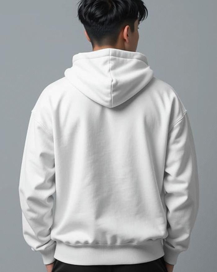 Plain White Hoodie – Unisex Minimal Streetwear by Echores - Image 3