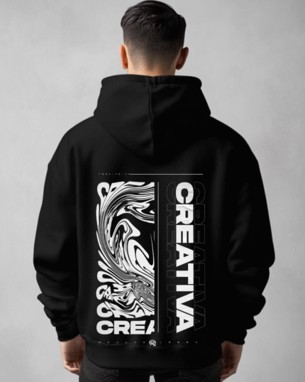 “Black printed oversized hoodie unisex streetwear by Echores”