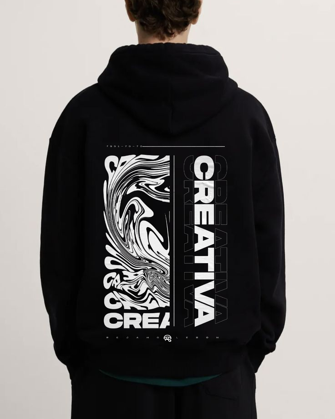 31 “Black printed oversized hoodie unisex streetwear by Echores”