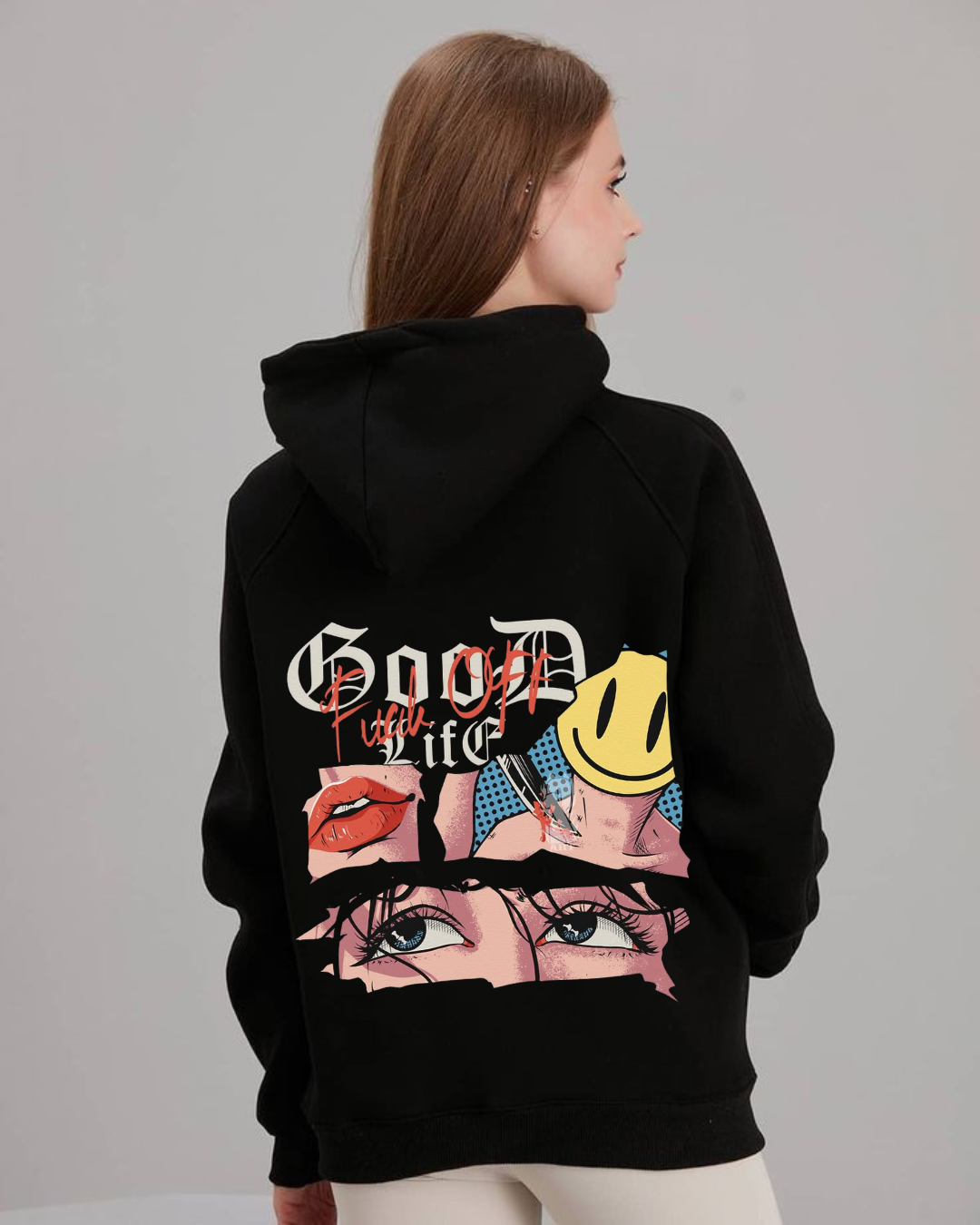 35 “Black oversized design hoodie unisex streetwear by Echores”