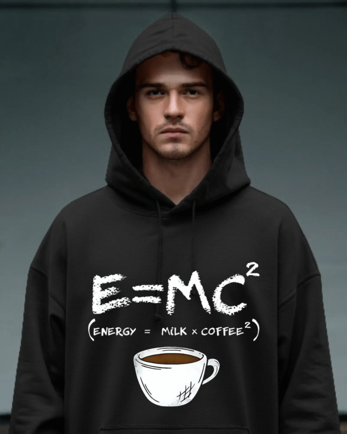 “Coffee printed black hoodie unisex streetwear by Echores”